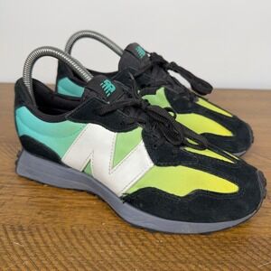 New Balance 327 Shoes Kids 4.5 Summer Jade‎ Black Suede Athletic Sneakers